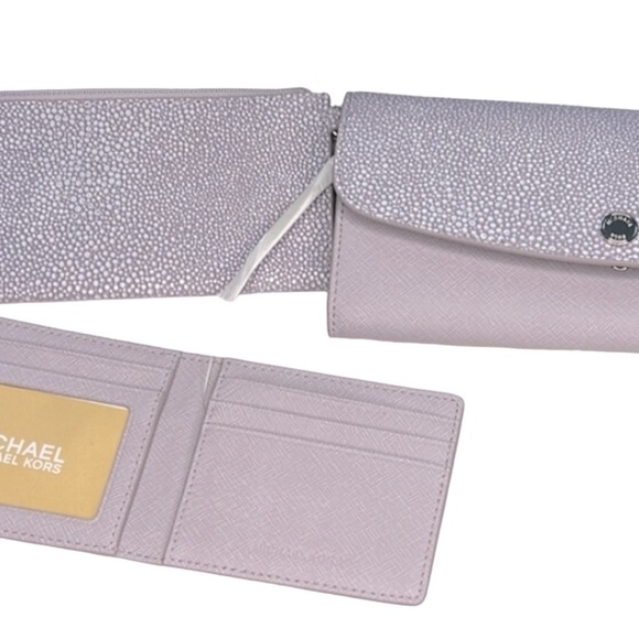 Michael Kors Walllet Trio Plus Keychain Lavender - Picture 3 of 6